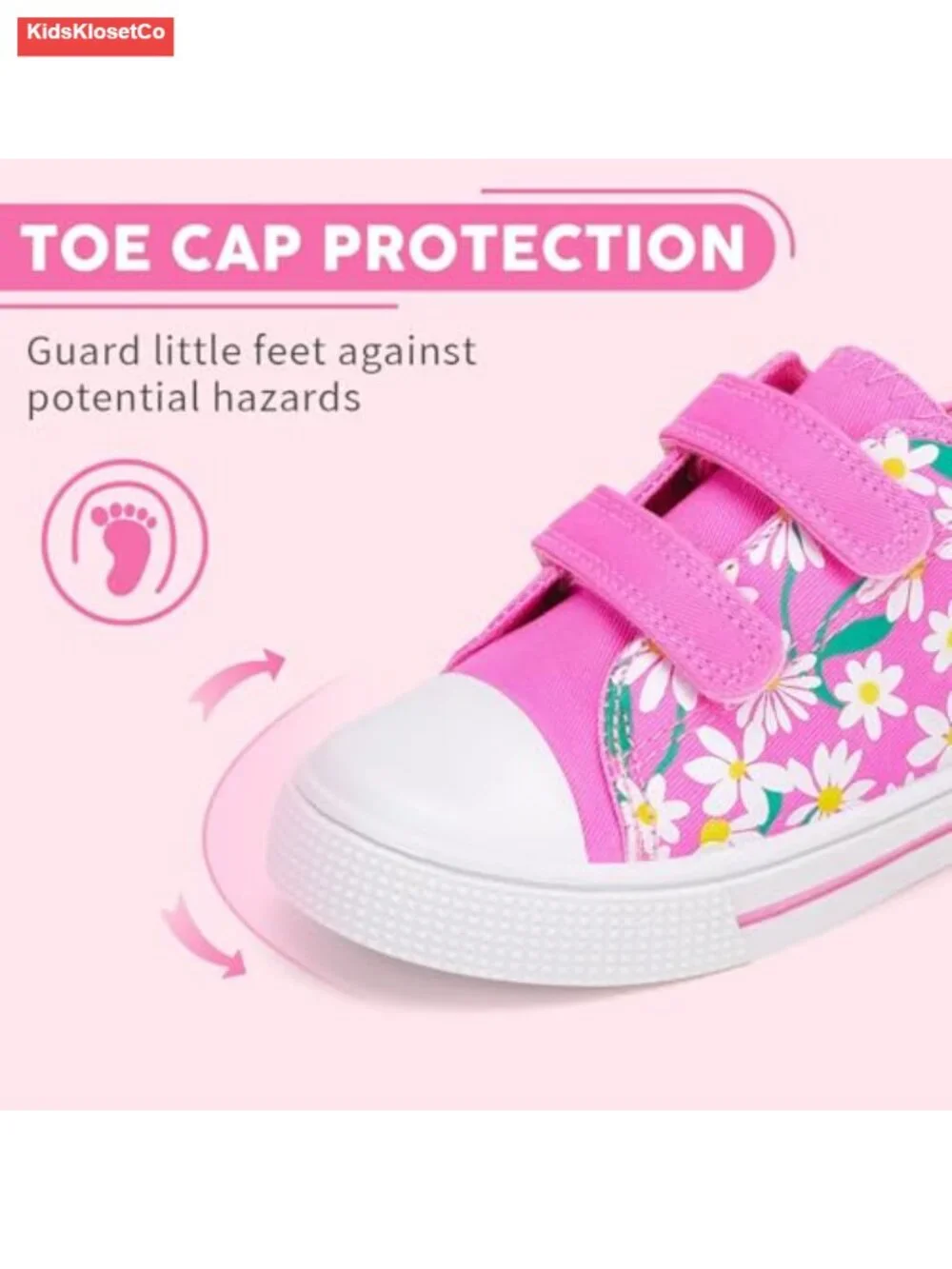 Toddler Canvas Sneakers Boys Girls Dual Hook and Loop Walking Shoes